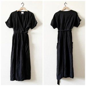 Urban Outfitters Black Midi Wrap Dress